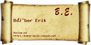 Báber Erik névjegykártya
